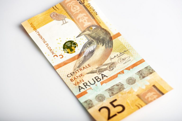 aruba currency, aruba banknotes, 25 aruban florin